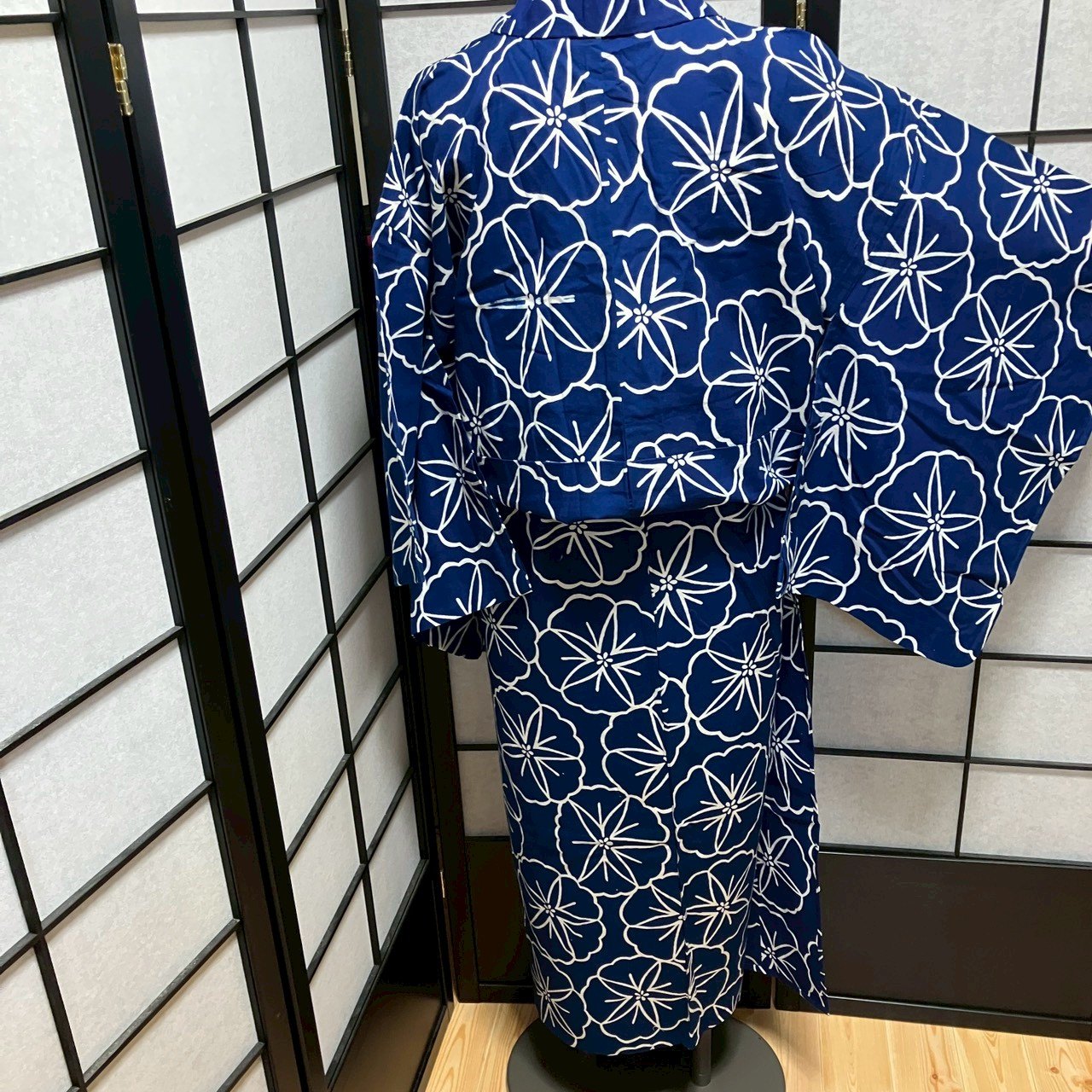 ［9455］浴衣 朝顔文様 あさがお 綿 リメイク レディース ゆかた