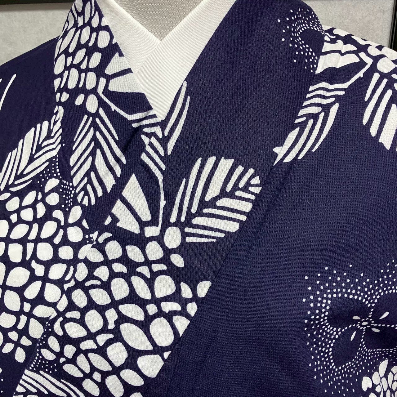 ［9072］浴衣 草花文様 ゆかた レディース 綿 リメイク