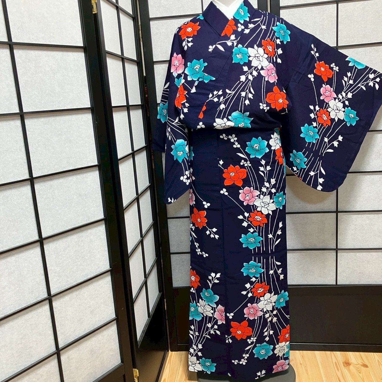 8770# Japanese Yukata Womens Vintage Fabric Cotton Robe Kimono Traditional
