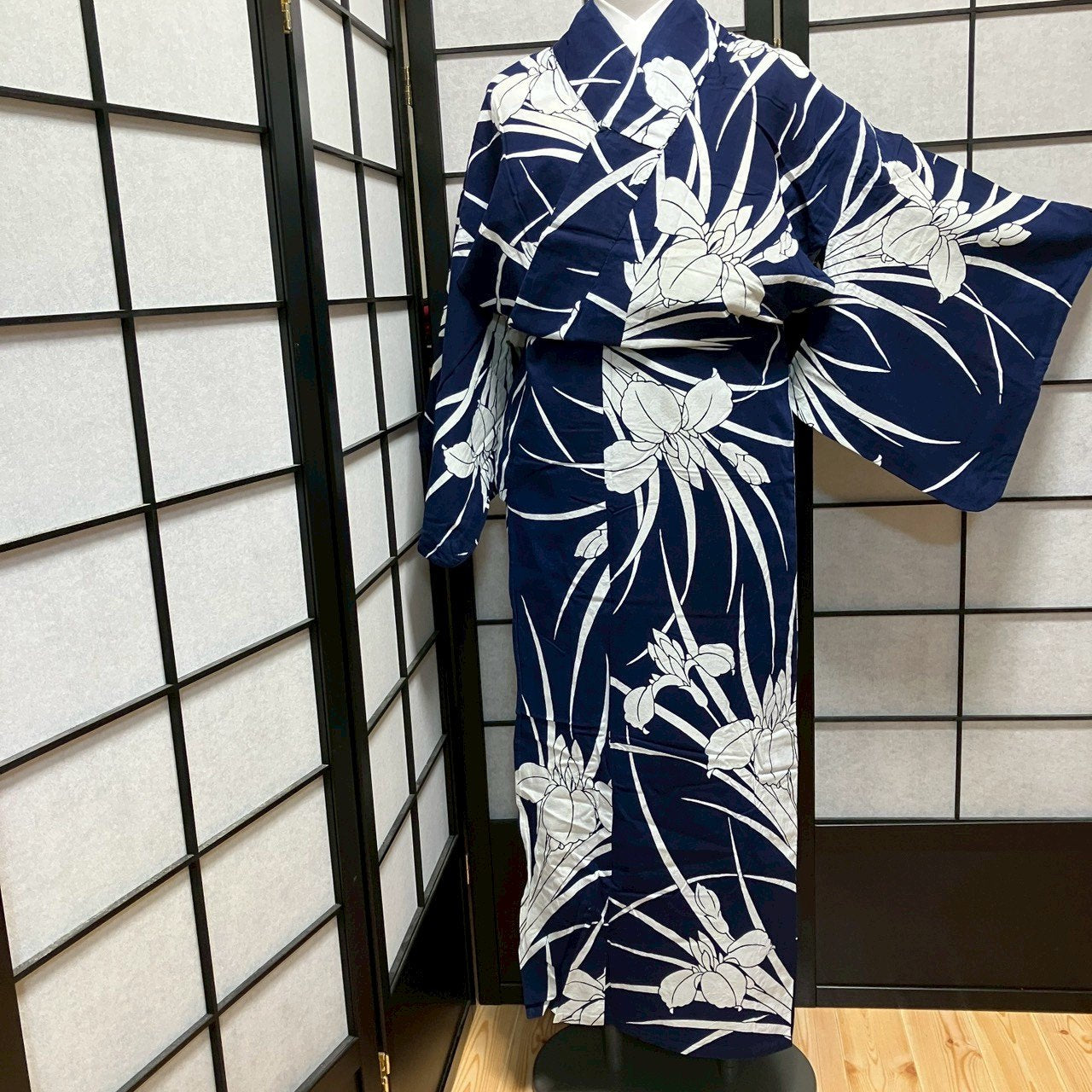 ［9440］浴衣 菖蒲文様 綿 レディース リメイク ゆかた