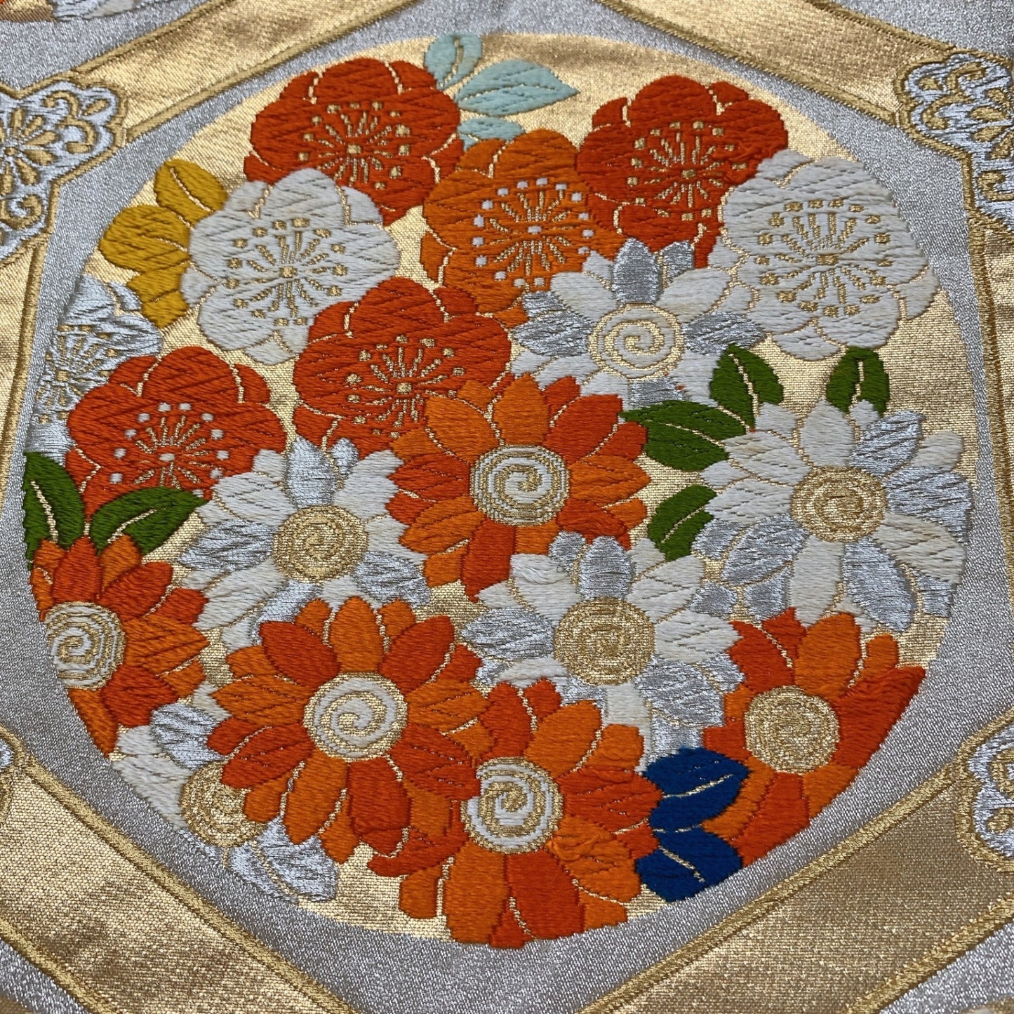 ［9004］袋帯 花丸亀甲文様 金銀糸 六通 正絹 着物 フォーマル