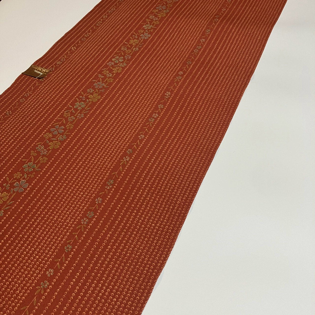 ［9643］小紋 反物 草花文様 一反 ポリエステル 着尺 着物
