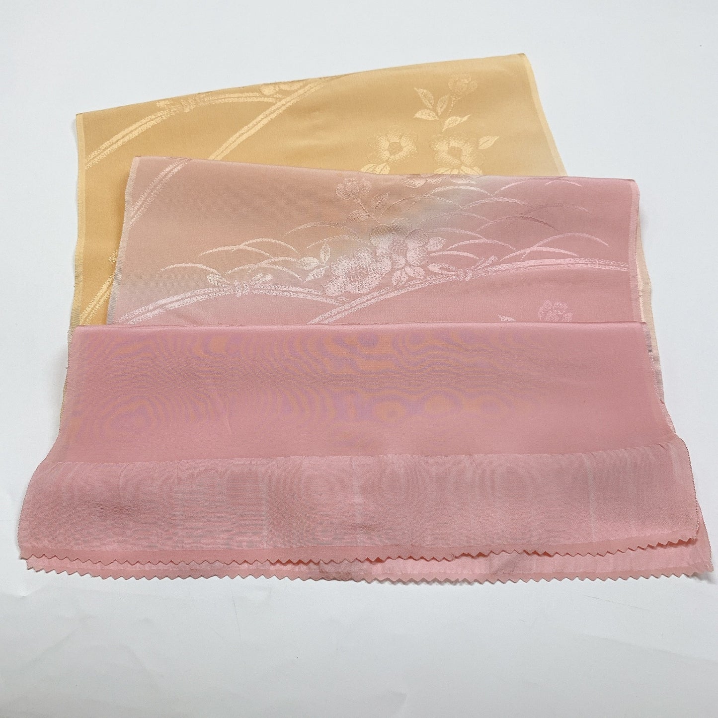 ［8375］帯締め 帯揚げ セット 草花文様 ぼかし 金糸 正絹 着物 帯絞め