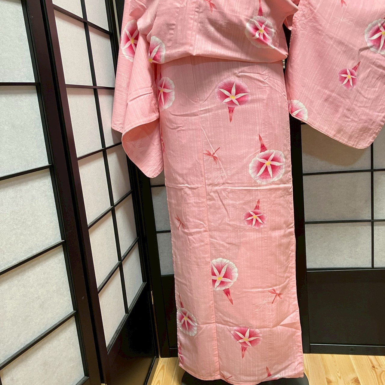 ［9441］浴衣 朝顔 あさがお トンボ文様 綿 レディース ゆかた リメイク