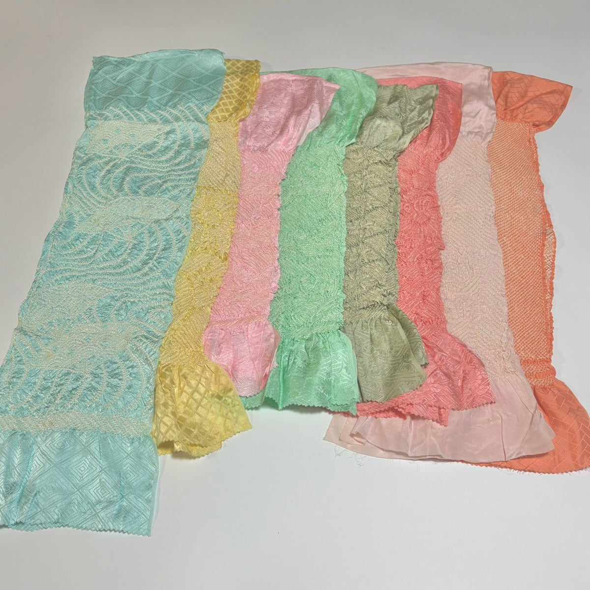 0261# Japanese Vintage Bundle 35pcs Set Bulk Obiage Kimono Silk Wholesale