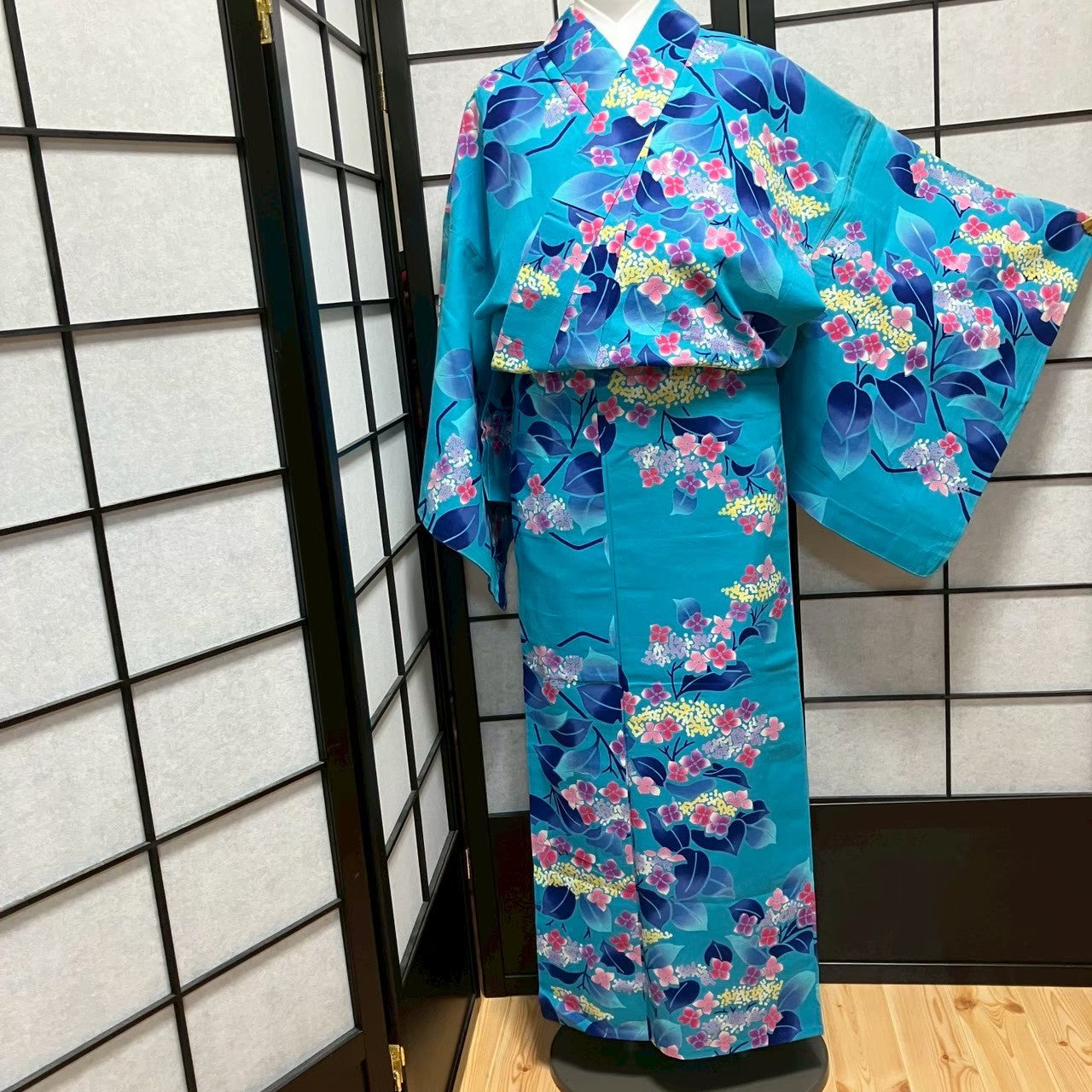 ［9077］浴衣 草花文様 ゆかた レディース 綿 リメイク