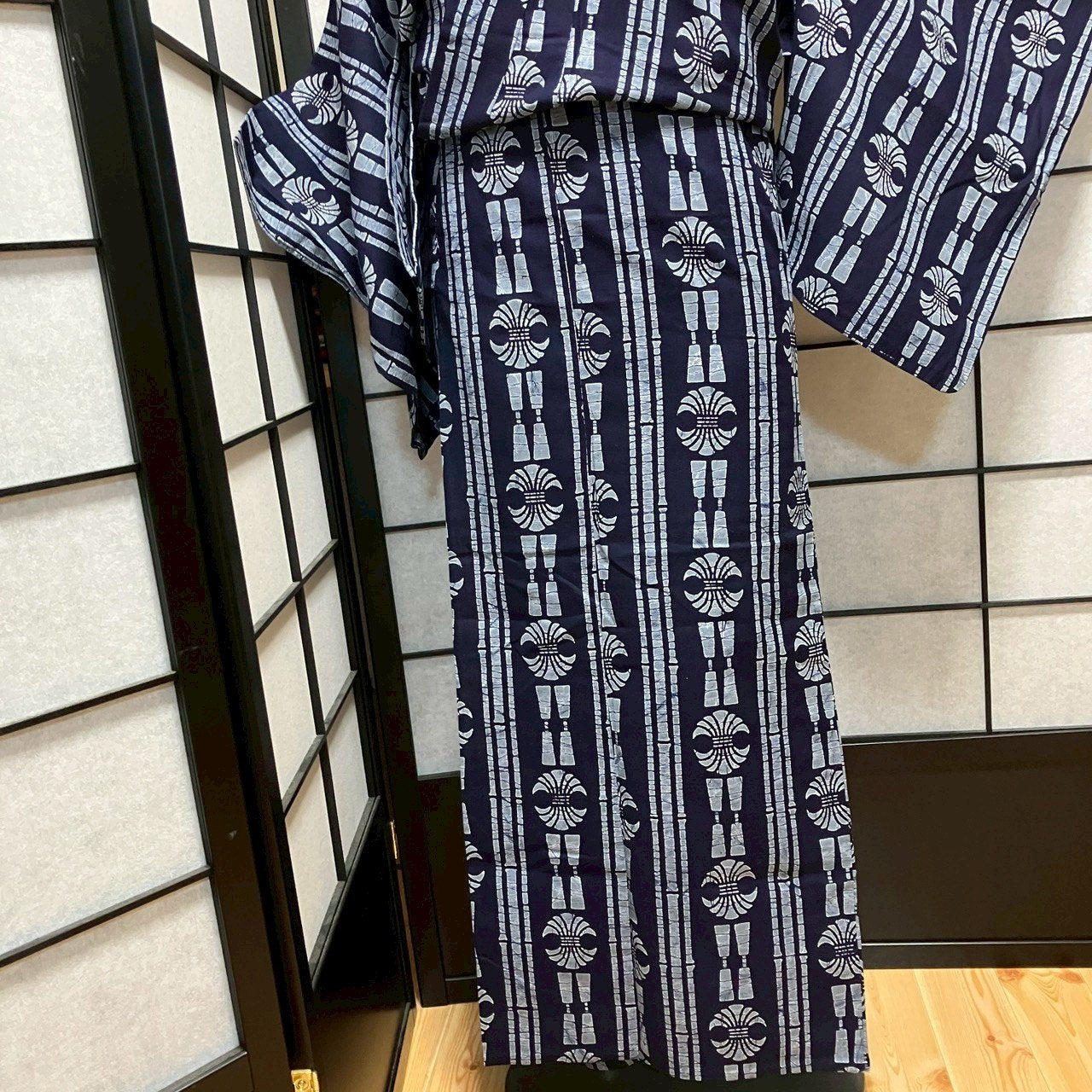 ［8782］浴衣 変わり縞文様 綿 ゆかた レディース リメイク