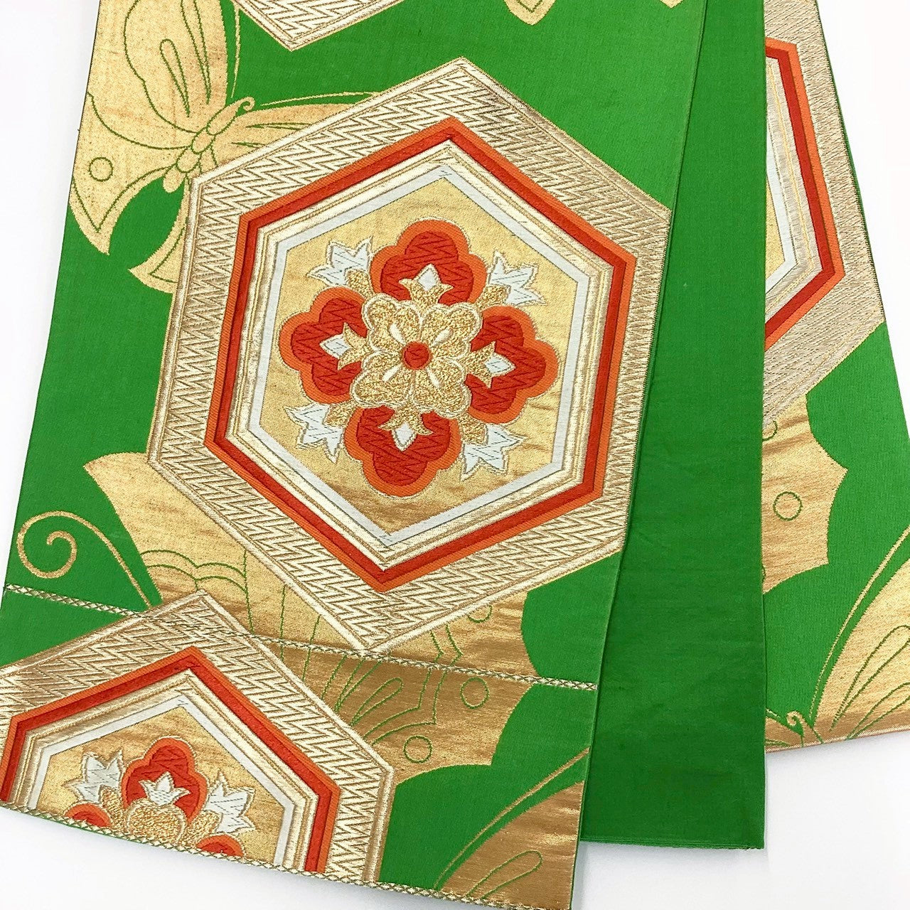 ［8812］袋帯 花菱亀甲文様 金糸 正絹 着物 フォーマル