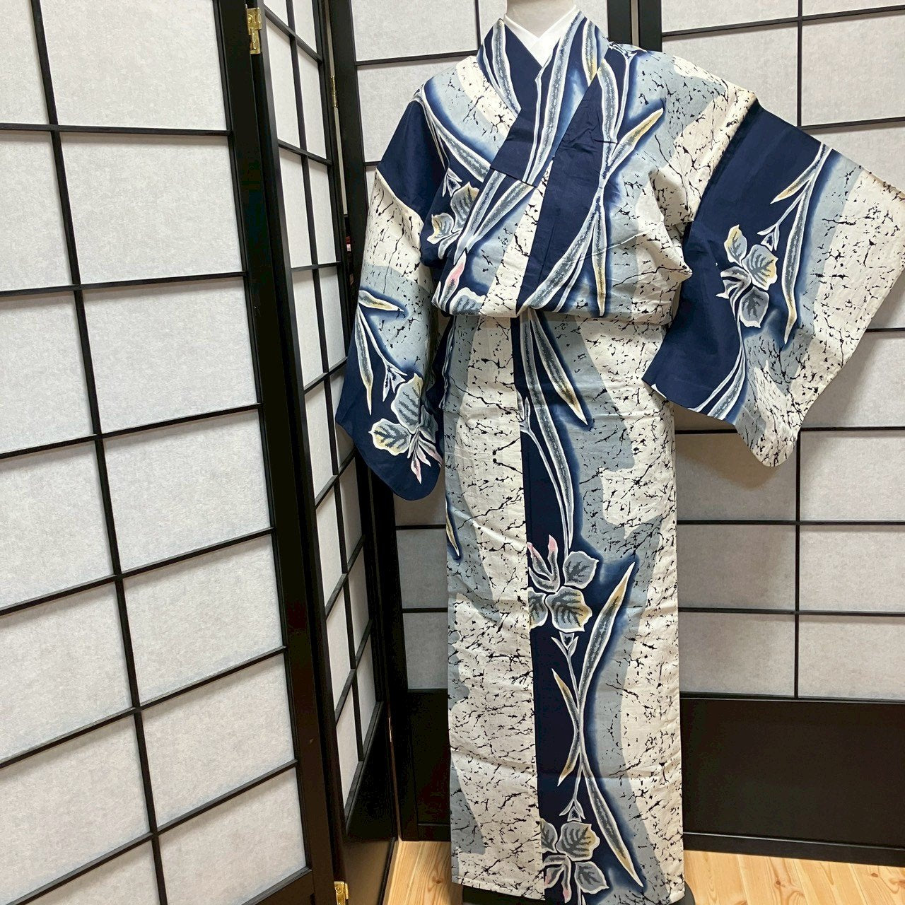 ［8775］浴衣 枝花文様 ぼかし ゆかた レディース リメイク