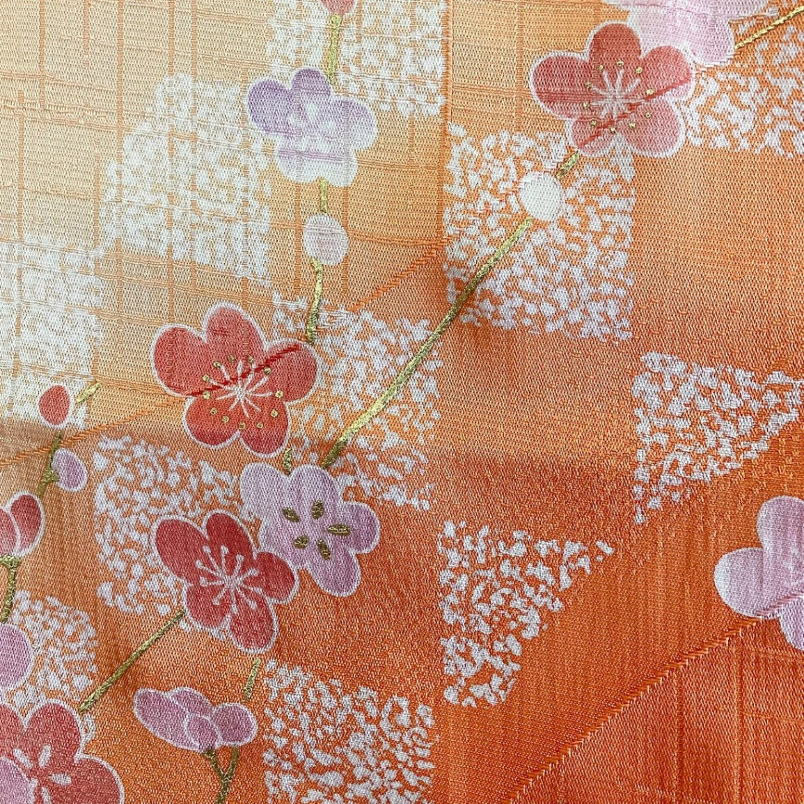 ［8544］帯締め 帯揚げ セット 枝花文様 金彩 ぼかし 正絹 着物 帯絞め