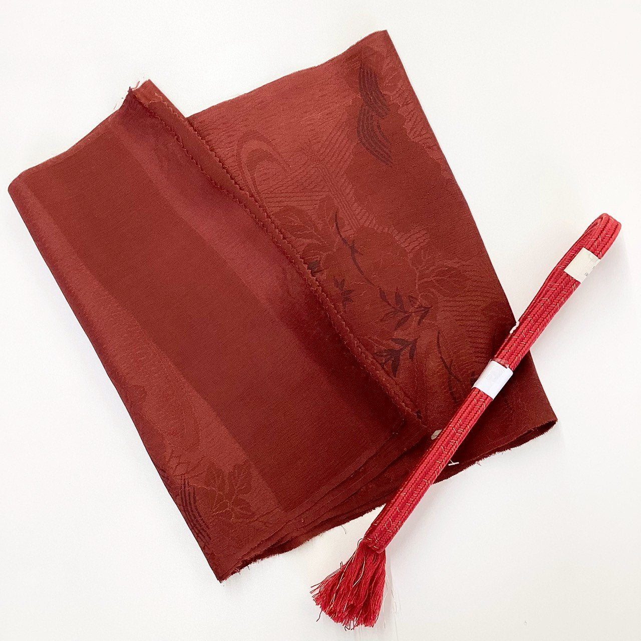 ［8575］帯締め 帯揚げ セット 草花流水霞文様 正絹 着物 帯絞め