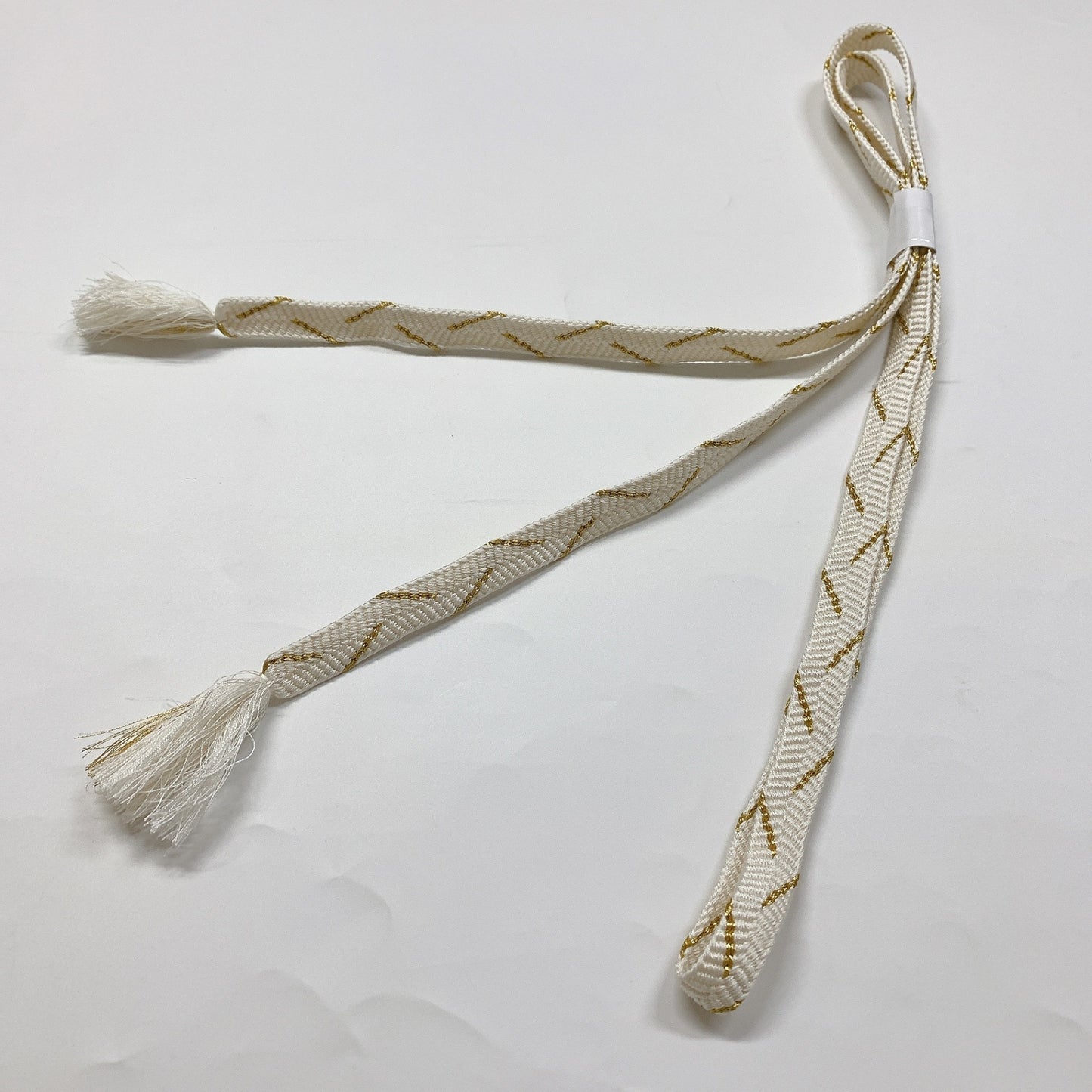 ［8638］帯締め 帯揚げ セット 草花吉祥文様 金糸 正絹 着物 帯絞め 白
