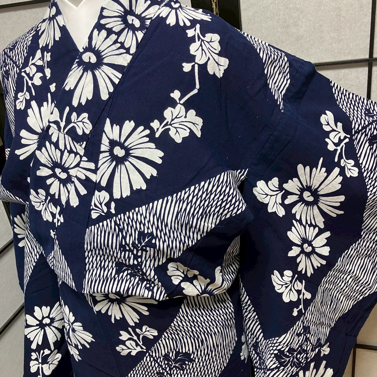 ［9429］浴衣 草花文様 ゆかた レディース 綿 リメイク