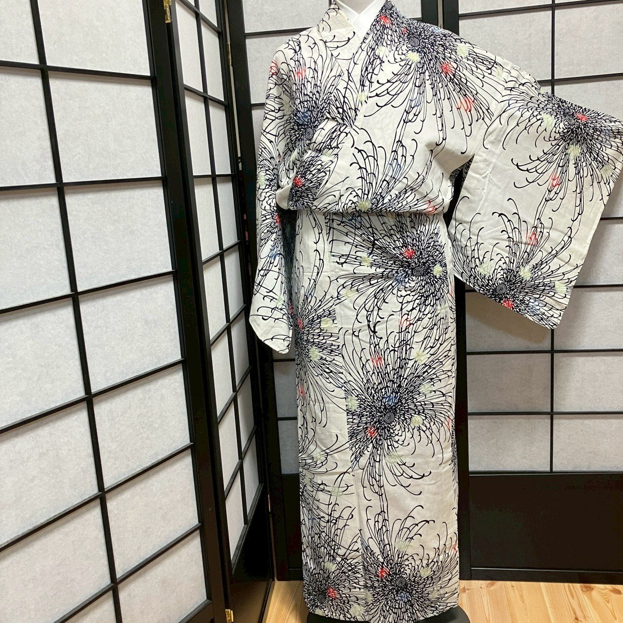 ［9084］浴衣 乱菊文様 ぼかし ゆかた レディース 綿 リメイク