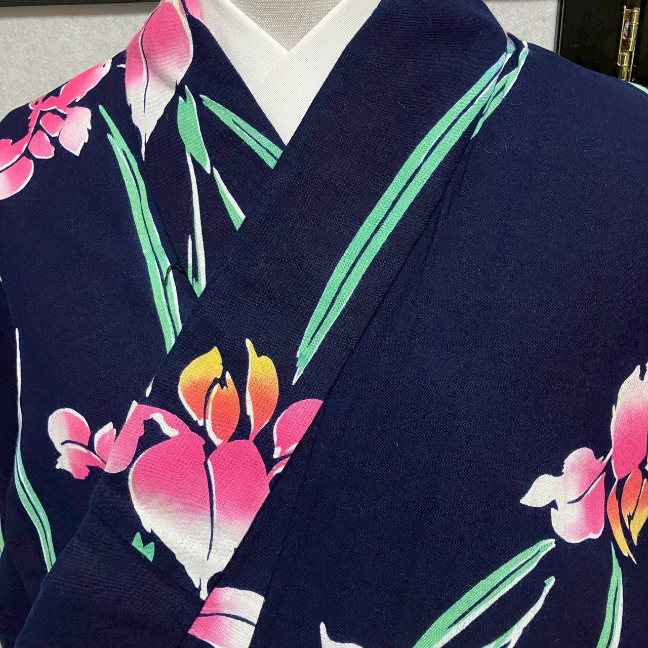 ［9463］浴衣 美品 菖蒲文様 ゆかた レディース 綿 リメイク