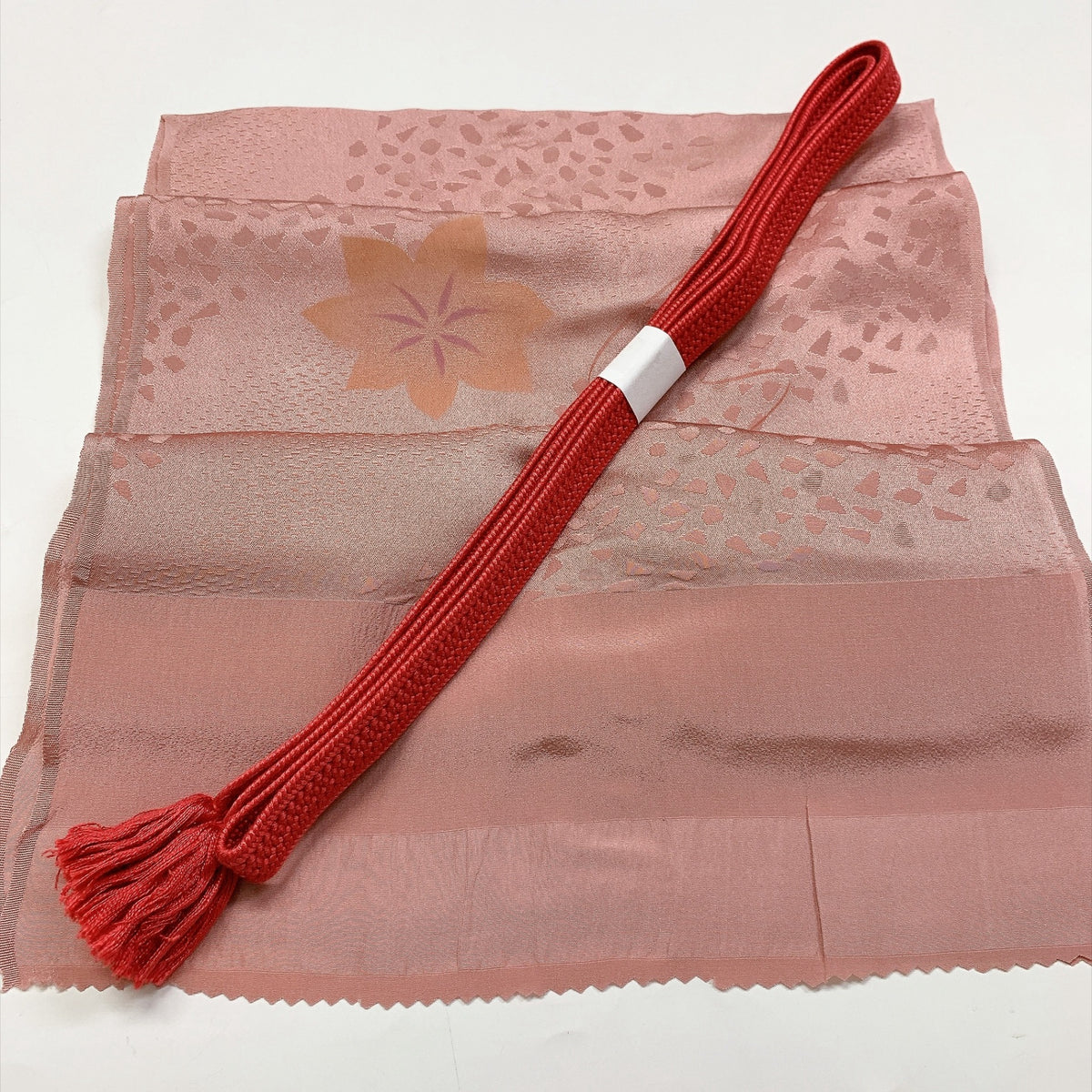 ［9787］帯締め 帯揚げ セット 楓文様 縮緬 正絹 着物 帯絞め