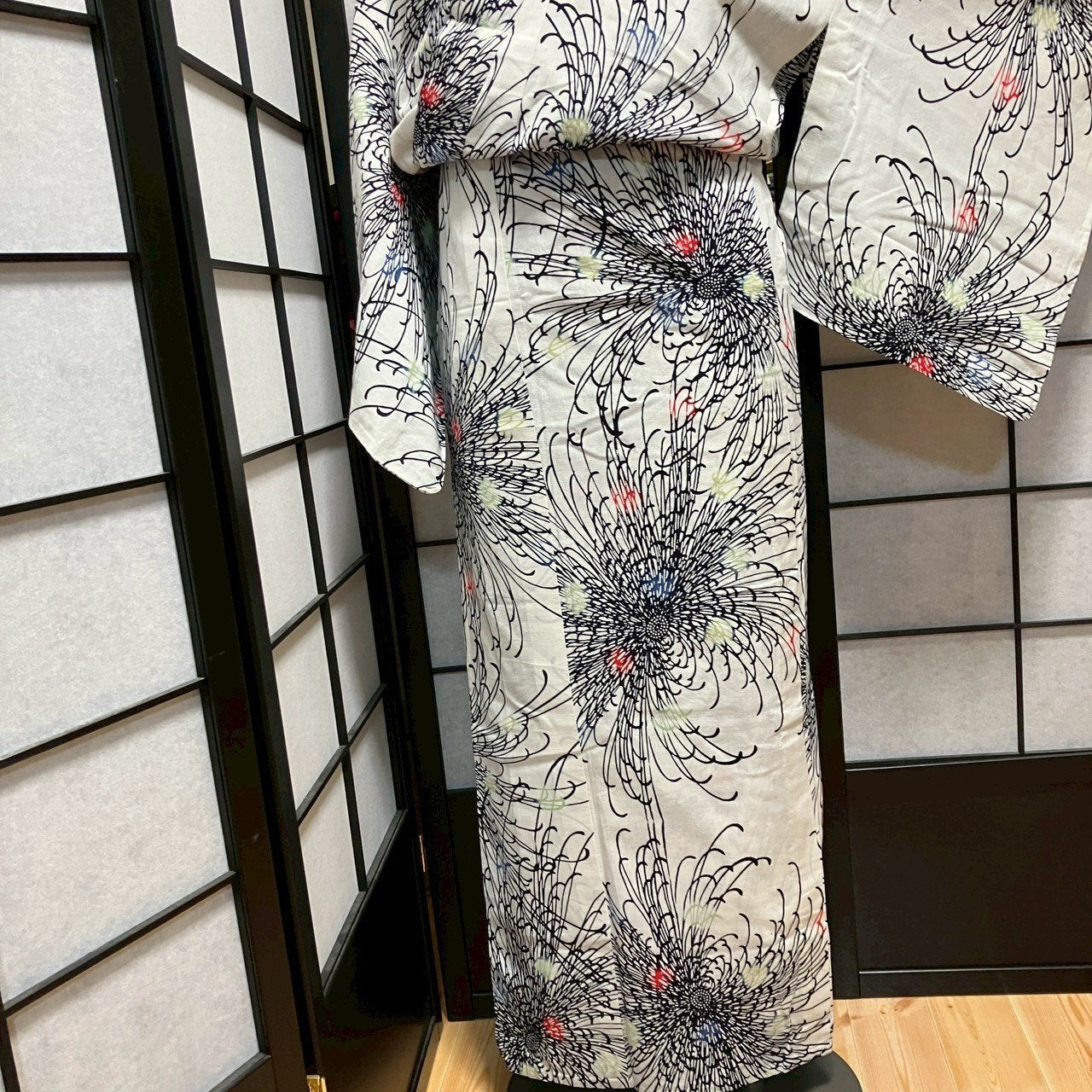 ［9084］浴衣 乱菊文様 ぼかし ゆかた レディース 綿 リメイク