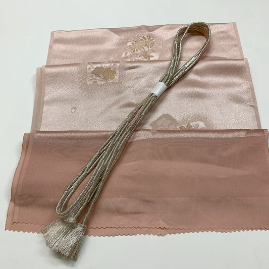 9060# Japanese Kimono Accessory Vintage Obiage and Obijime 2-piece Set Silk