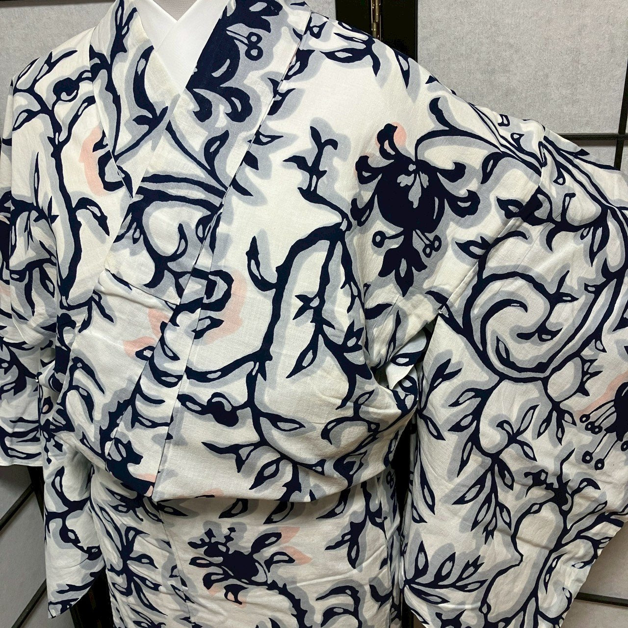 ［9112］浴衣 枝花文様 ゆかた 綿 レディース リメイク