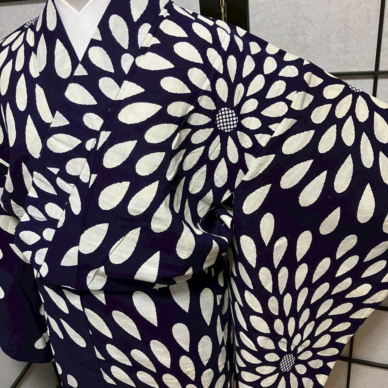 ［9065］浴衣 菊花文様 綿 ゆかた レディース リメイク