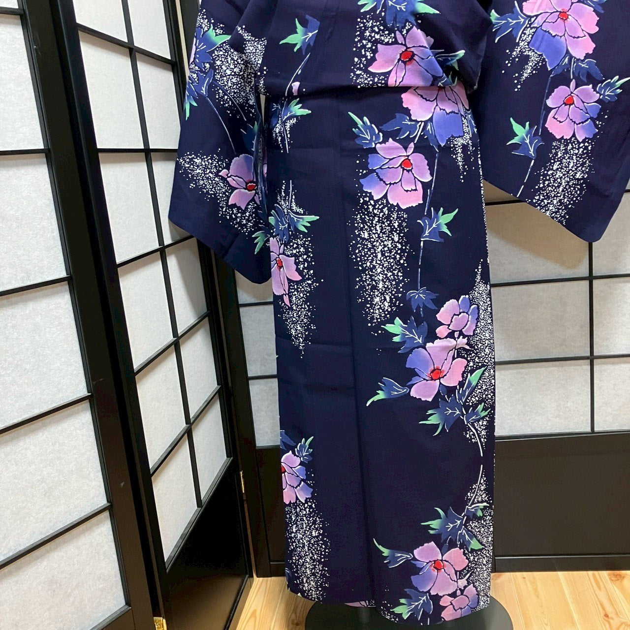 ［9107］浴衣 美品 枝草花文様 綿 レディース ゆかた リメイク