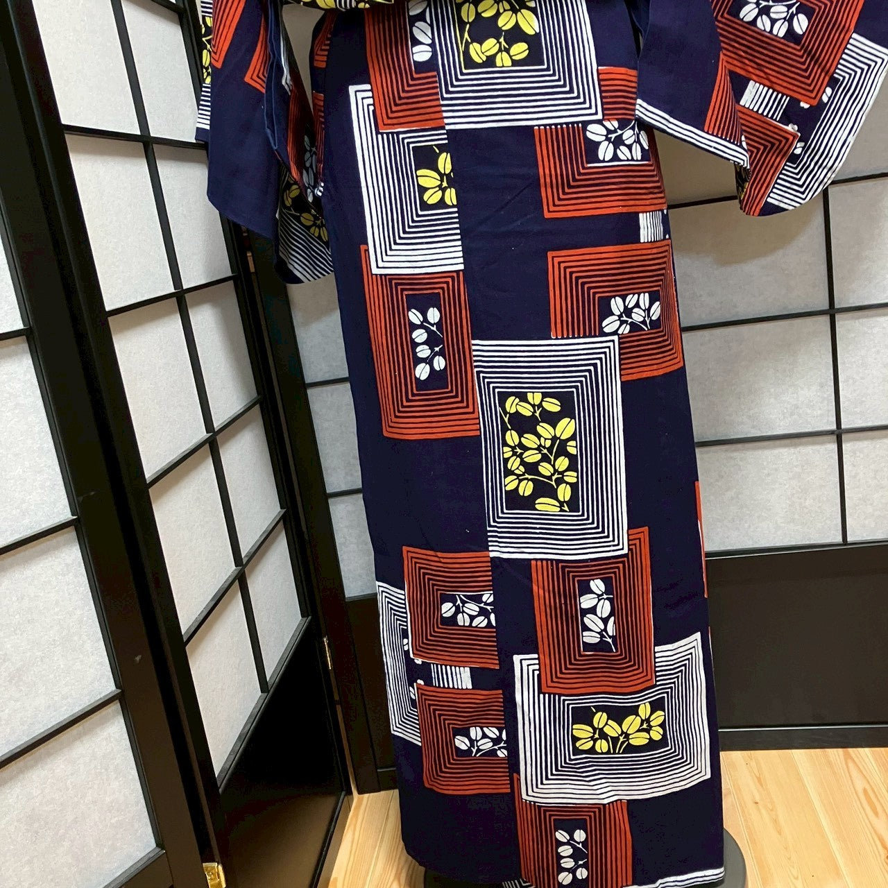 8761# Japanese Yukata Womens Vintage Fabric Cotton Robe Kimono Traditional