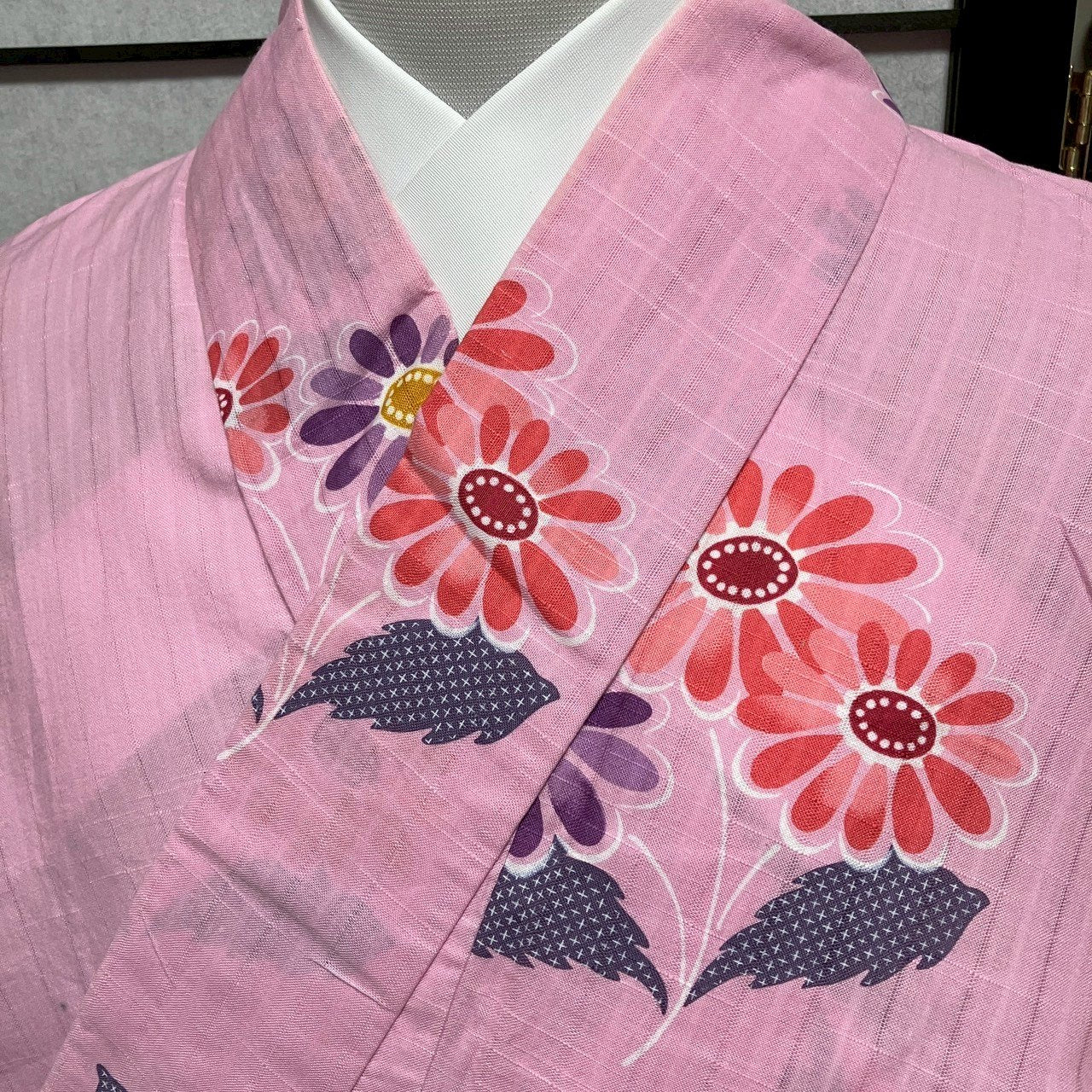 ［9121］浴衣 草花文様 ゆかた レディース リメイク 綿