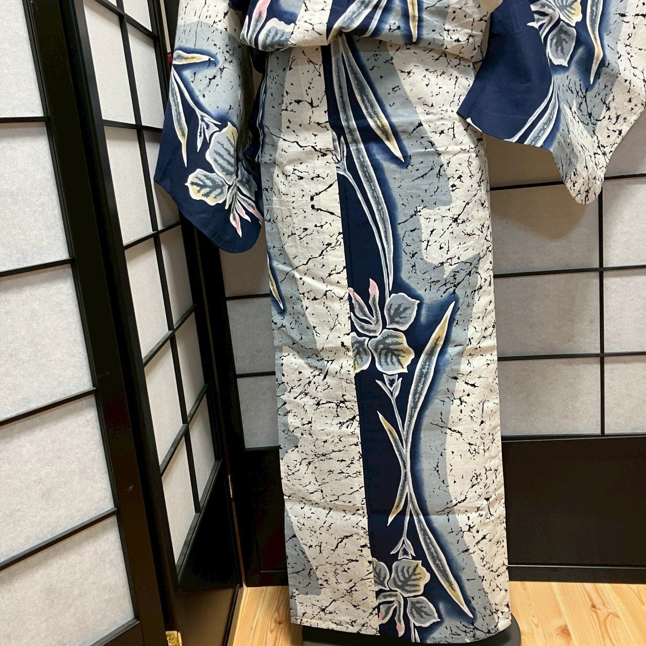 ［8775］浴衣 枝花文様 ぼかし ゆかた レディース リメイク