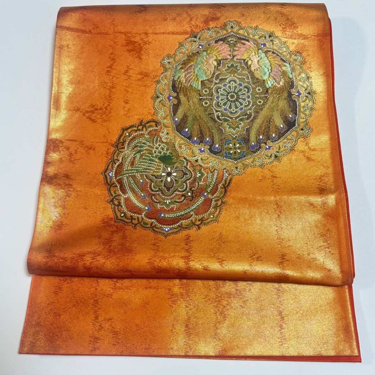 8901# Japanese Vintage Fukuro Obi Belt Kimono Fabric Silk Traditional Embroidery