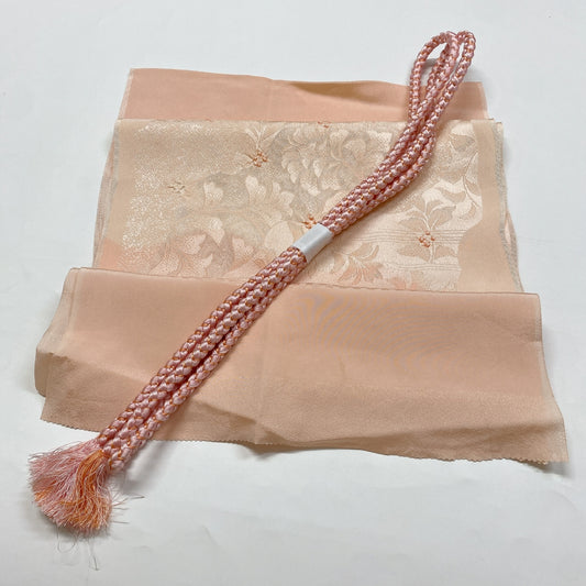 8596# Japanese Kimono Accessory Vintage Obiage and Obijime 2-piece Set Silk