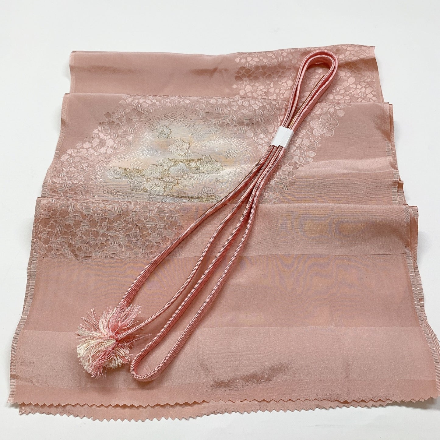 ［8730］帯締め 帯揚げ セット 草花霞文様 金糸 ぼかし 正絹 着物 帯絞め