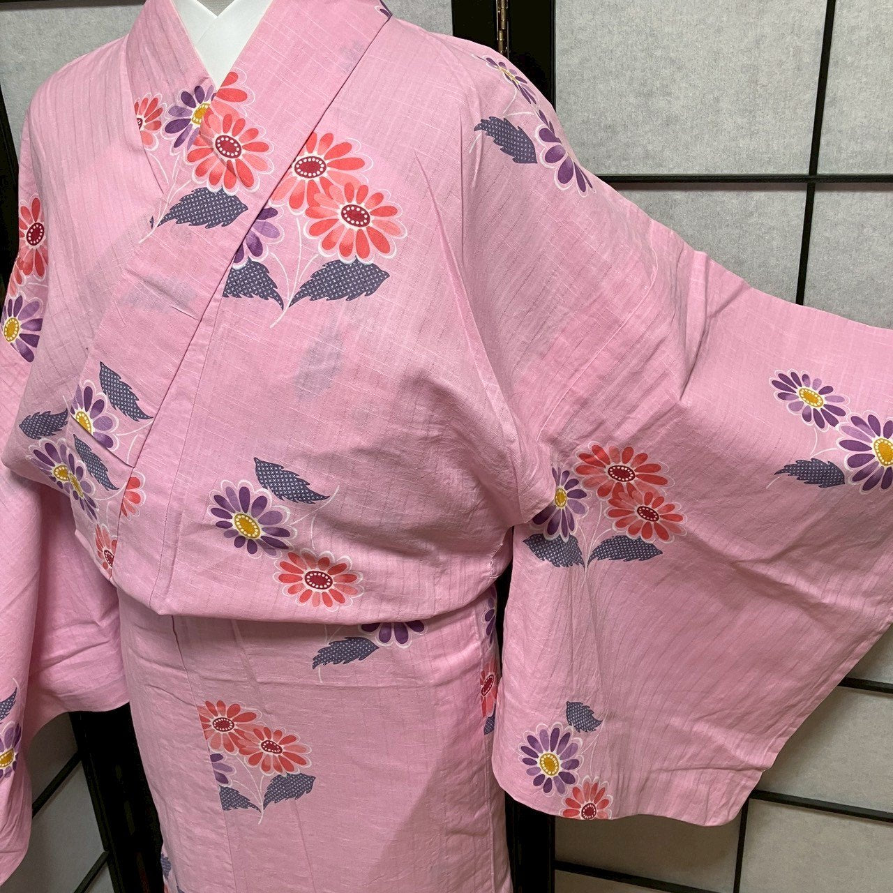 ［9121］浴衣 草花文様 ゆかた レディース リメイク 綿