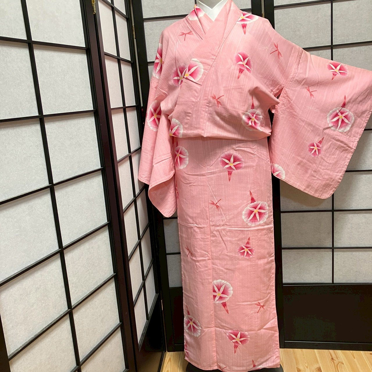 ［9441］浴衣 朝顔 あさがお トンボ文様 綿 レディース ゆかた リメイク