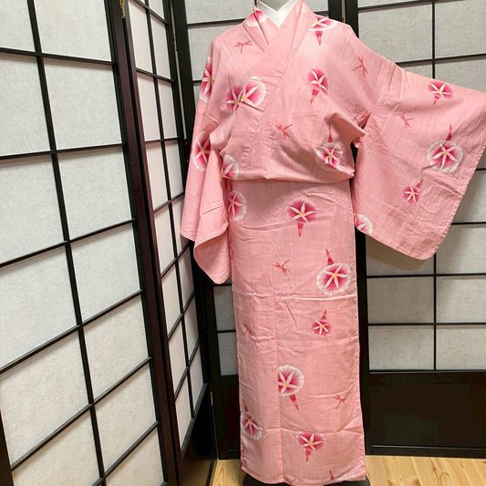 9441# Japanese Yukata Womens Vintage Fabric Cotton Robe Kimono Traditional
