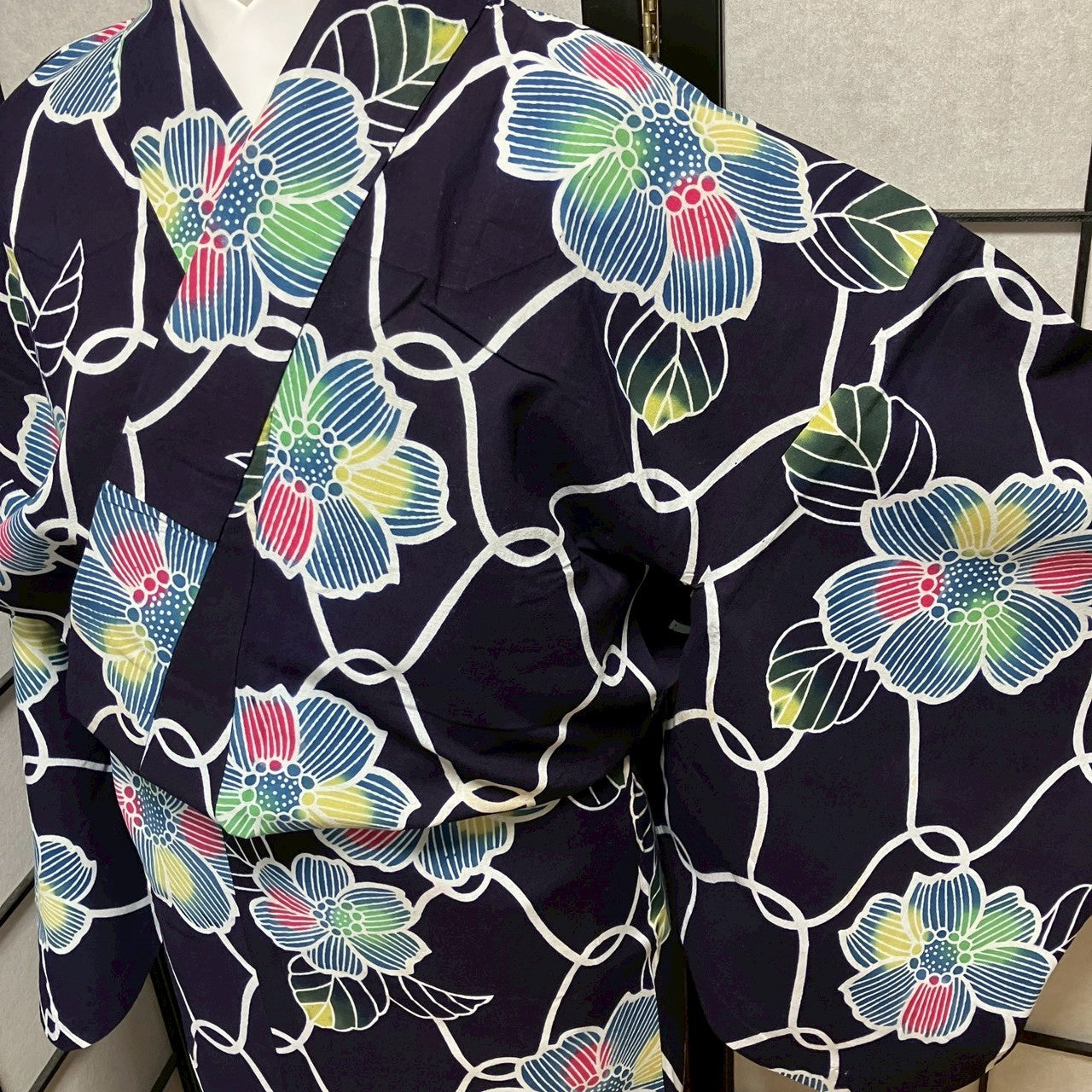 ［8790］浴衣 草花文様 ぼかし 綿 レディース ゆかた リメイク