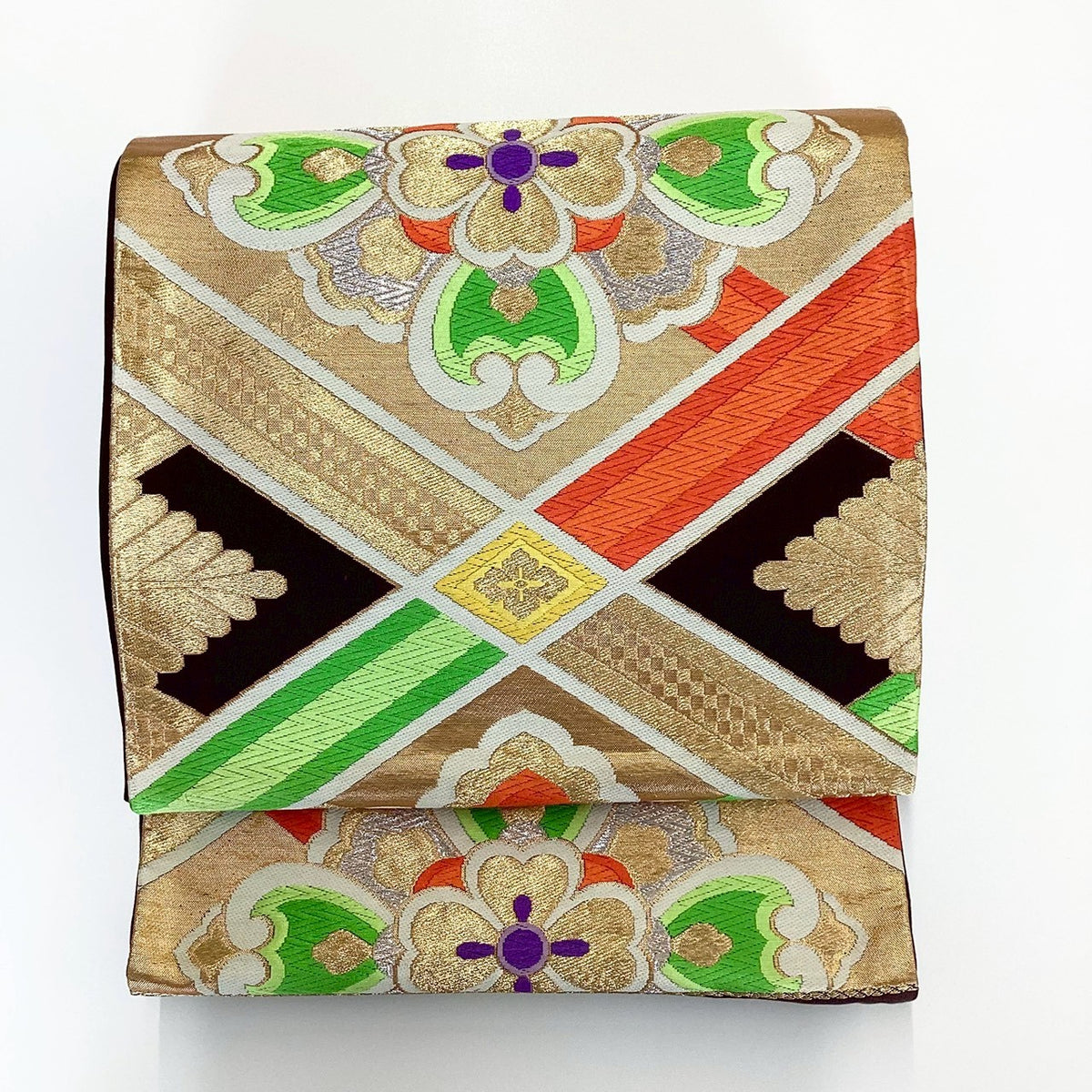 8857# Japanese Vintage Fukuro Obi Belt Kimono Fabric Silk Traditional