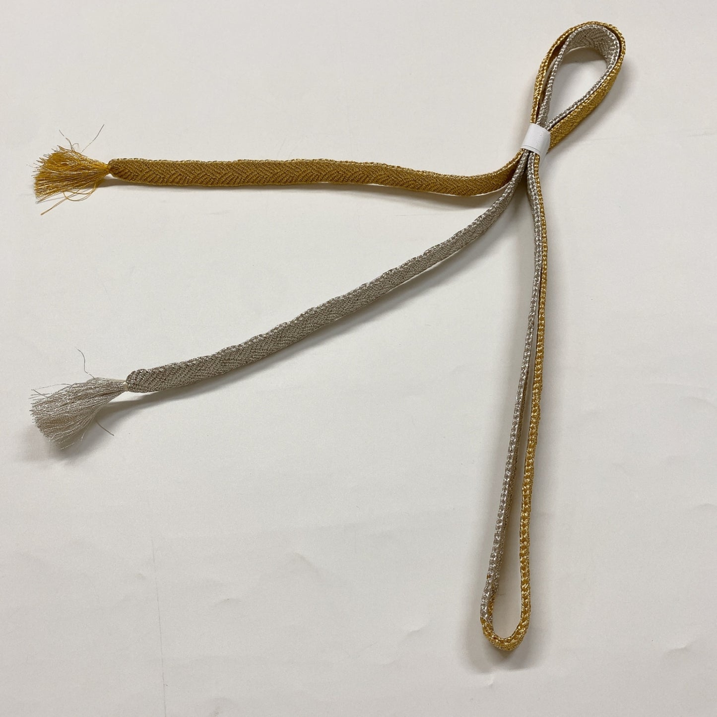 ［8602］帯締め 帯揚げ セット 露芝花文様 金糸 金銀糸 正絹 着物 帯絞め