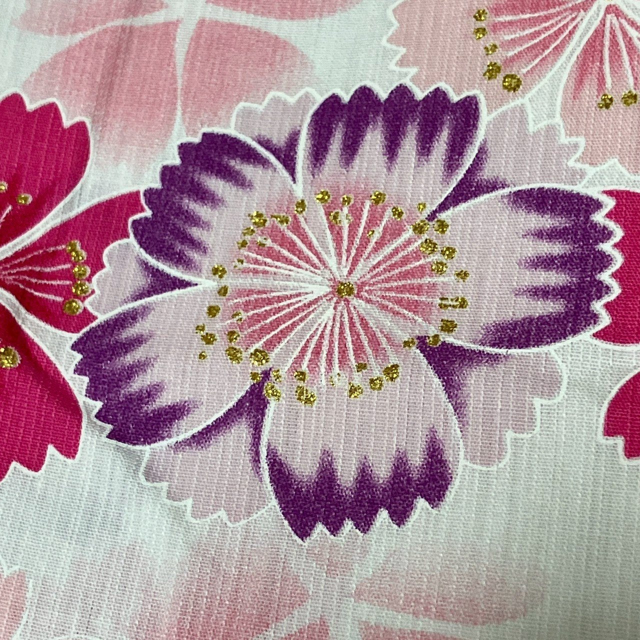 ［9118］浴衣 草花文様 金彩 綿 リメイク レディース ゆかた