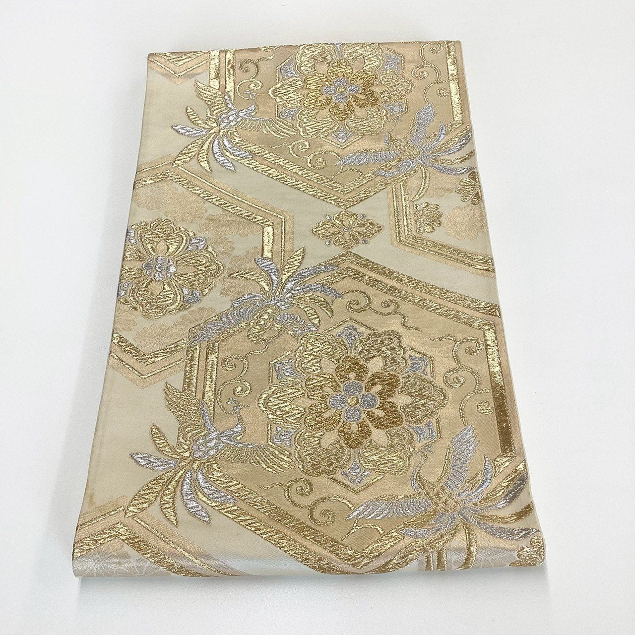 ［8876］袋帯 花亀甲鳳凰文様 金銀糸 六通 正絹 着物 フォーマル