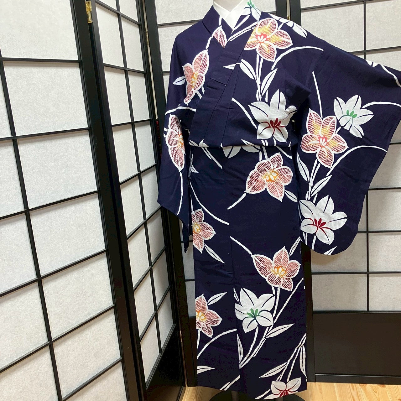 ［9483］浴衣 草花文様 ゆかた レディース リメイク 綿