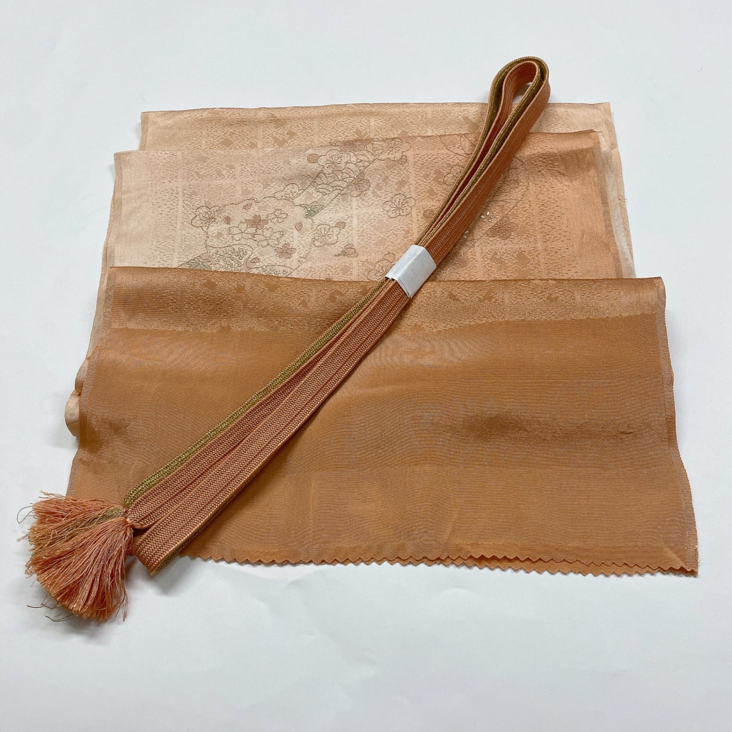［8348］帯締め 帯揚げ セット 雪輪草花文様 金彩 ぼかし 正絹 着物 帯絞め