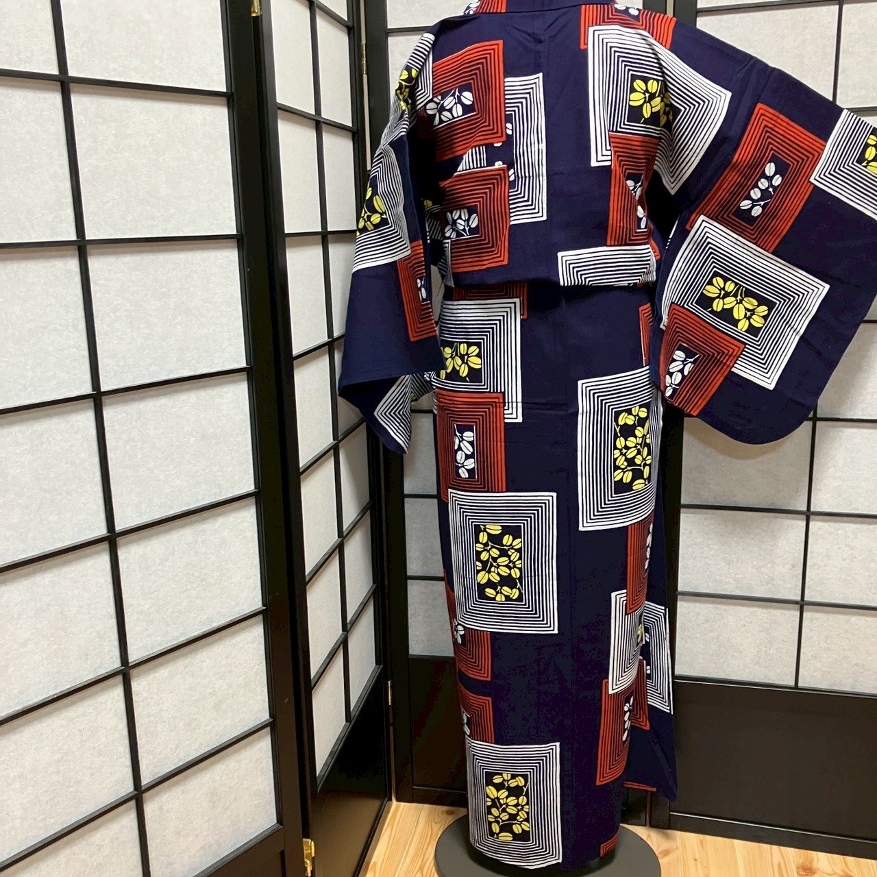 8761# Japanese Yukata Womens Vintage Fabric Cotton Robe Kimono Traditional