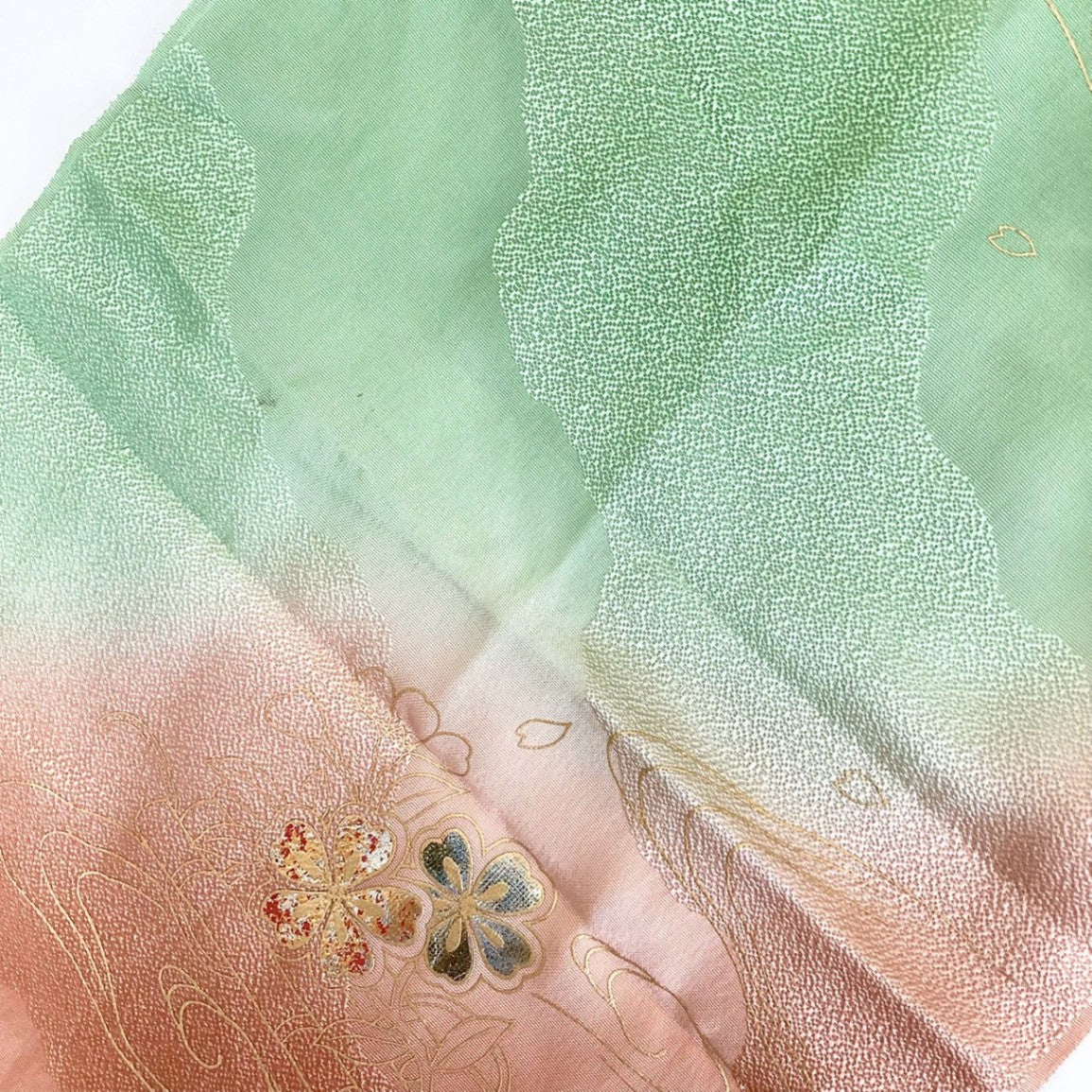 ［8219］帯締め 帯揚げ セット 草花流水文様 金彩 ぼかし 正絹 着物 帯絞め