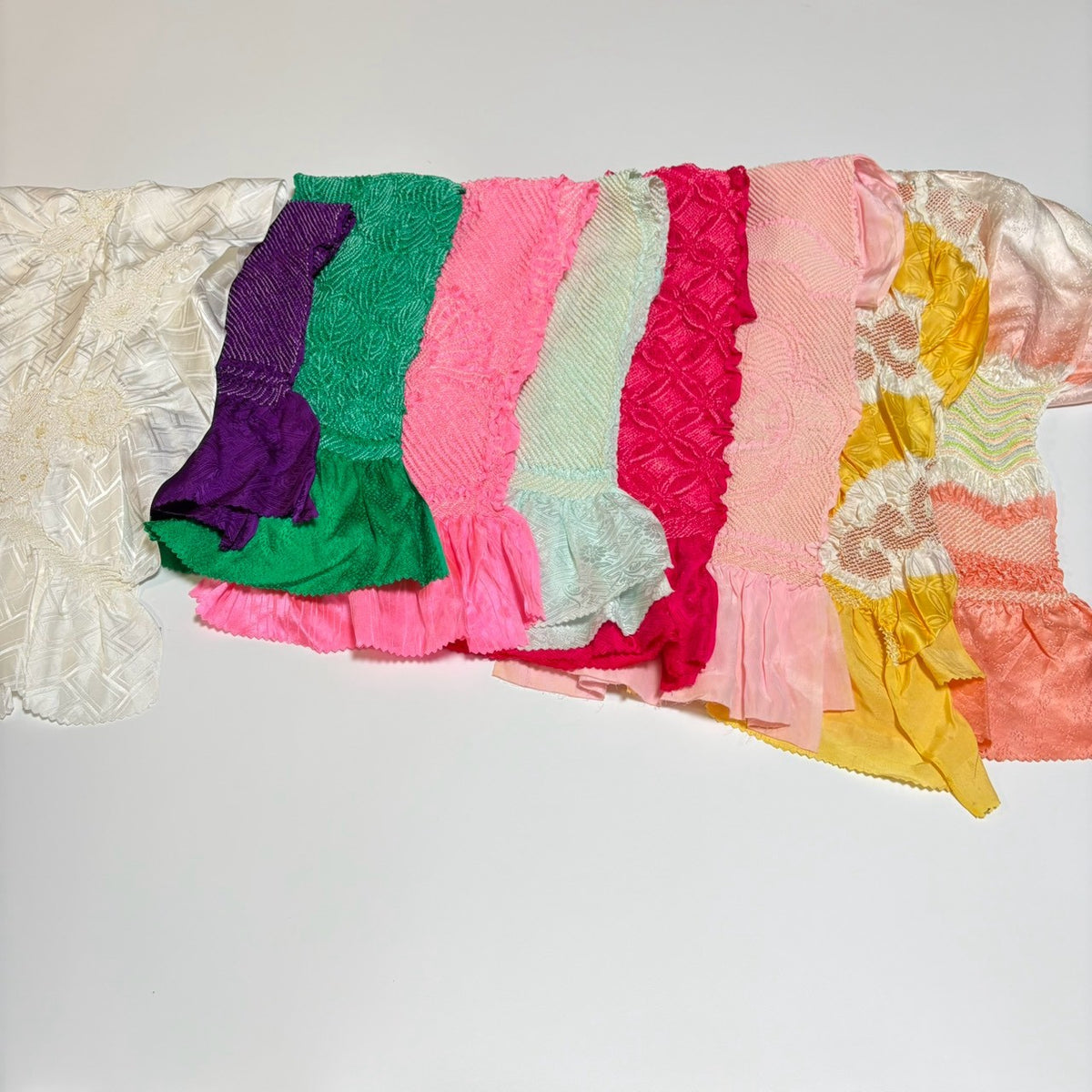 0262# Japanese Vintage Bundle 35pcs Set Bulk Obiage Kimono Silk Wholesale