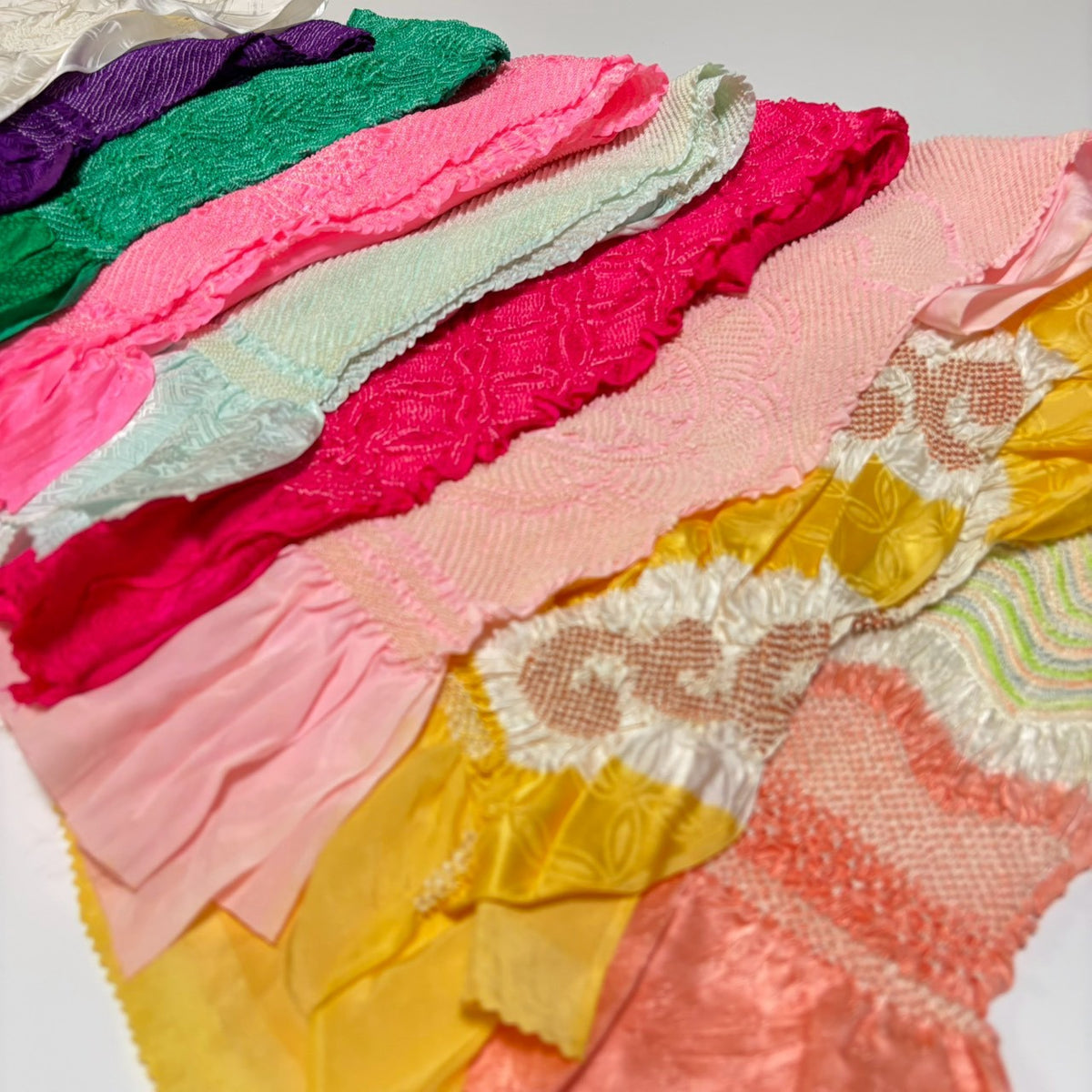 0262# Japanese Vintage Bundle 35pcs Set Bulk Obiage Kimono Silk Wholesale