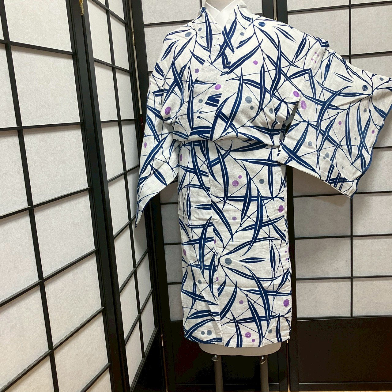 ［9133］浴衣 草木丸文様 ゆかた レディース 綿 リメイク