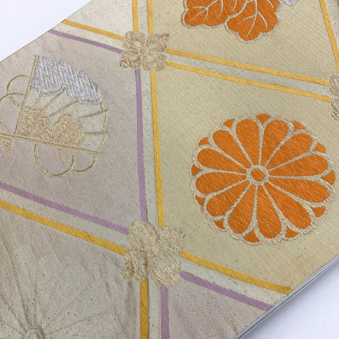 ［8871］袋帯 扇桐花文様 金銀糸 六通 正絹 着物 フォーマル