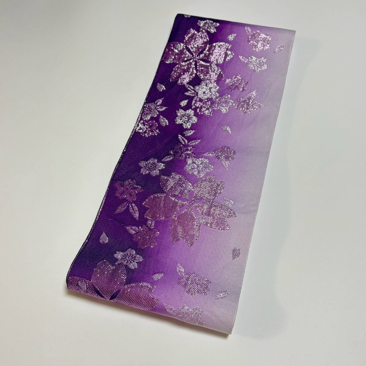 ［9537］半幅帯 舞花文様 ぼかし 銀糸 逸品 半巾帯 浴衣 着物 レディース 袴