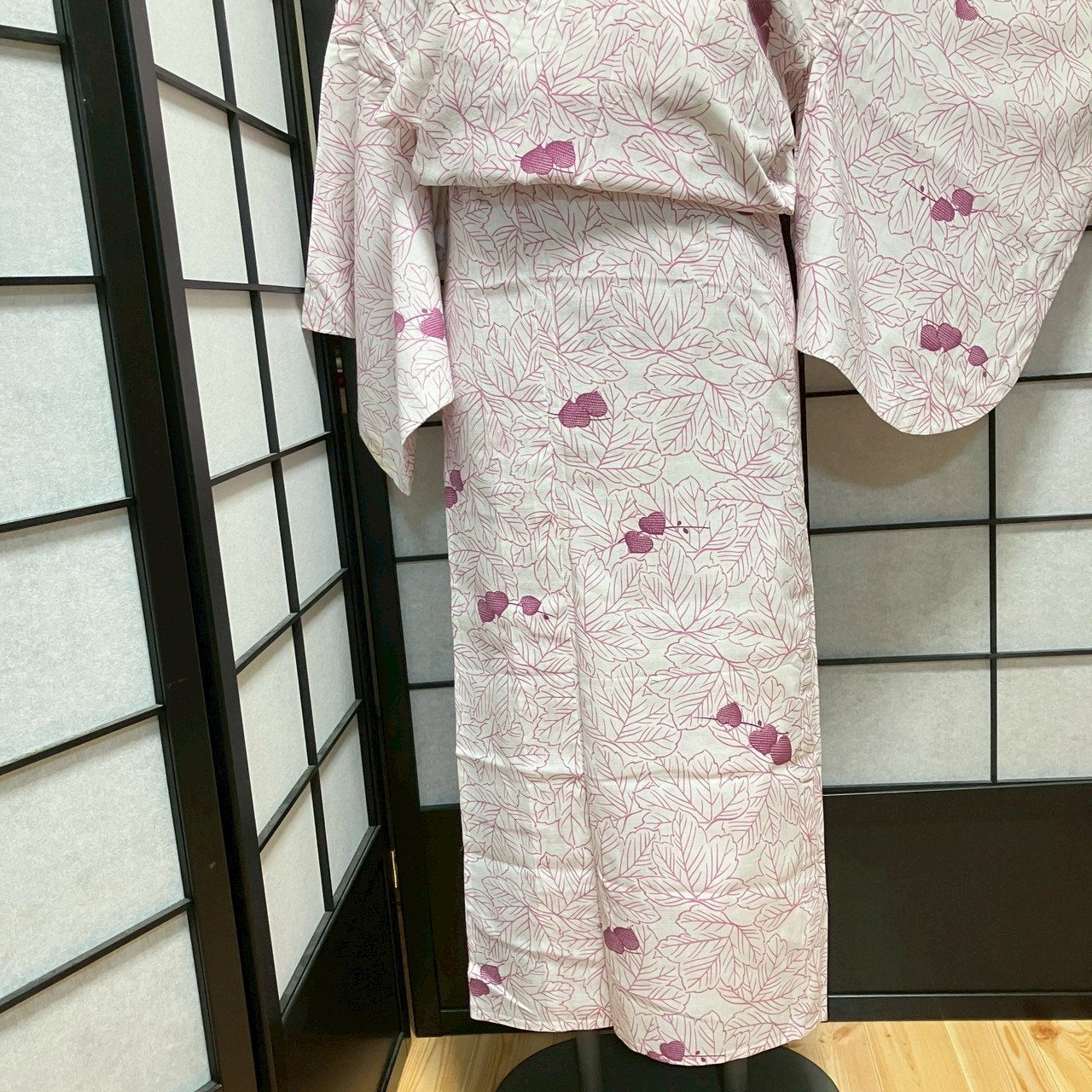 ［9092］浴衣 草葉文様 綿 レディース ゆかた リメイク