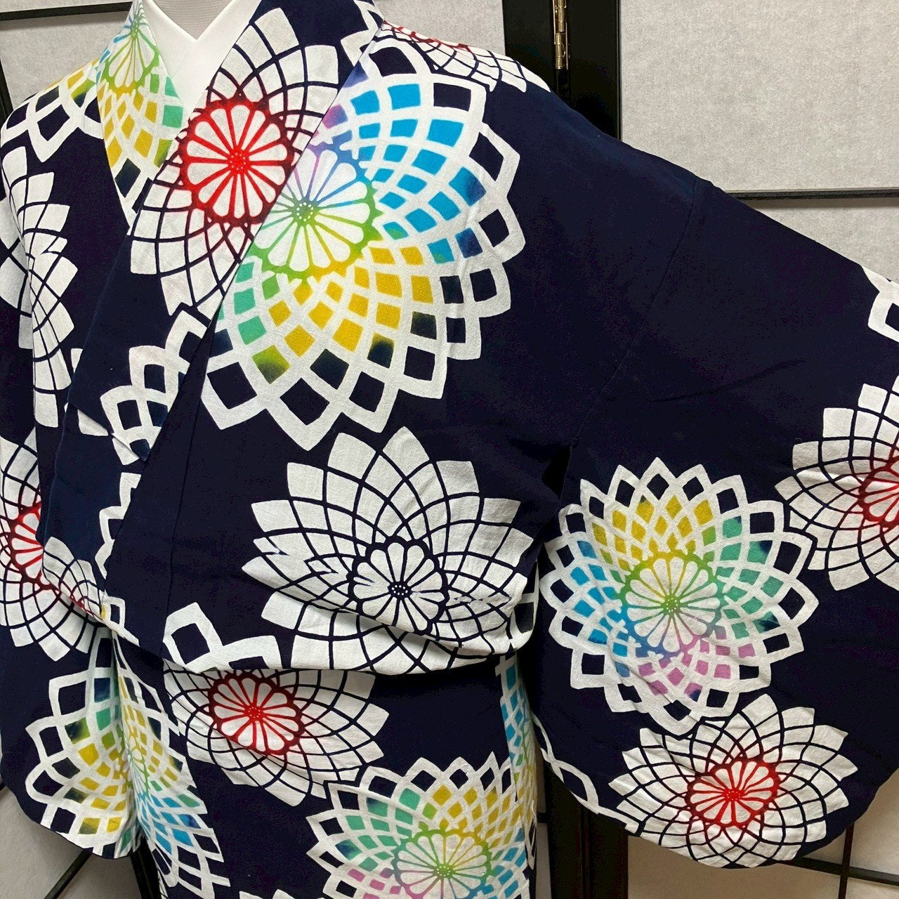 ［9461］浴衣 草花文様 ぼかし ゆかた レディース 綿 リメイク